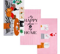 Набор кухонных полотенец Доляна Сats 35x60 см -3шт, 100% хл 7295689