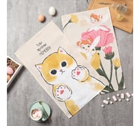 Набор кухонных полотенец Доляна Happy Spring 35x60см-2шт, 100% хл 10202601