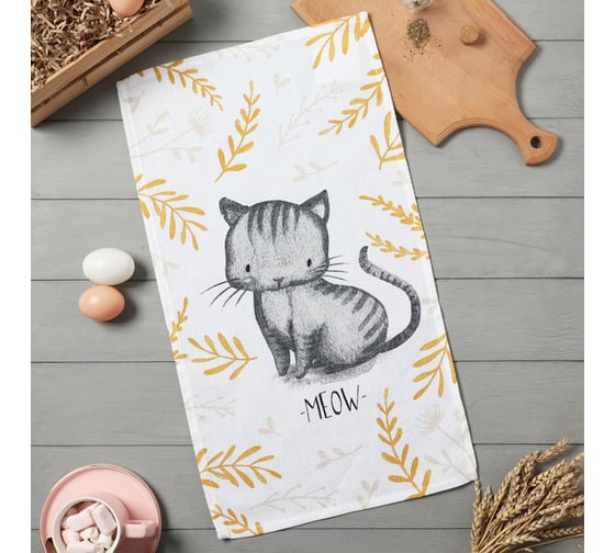 Полотенце кухонное Доляна Meow 35x60 см, 100% хл, 160г/м2 10202597