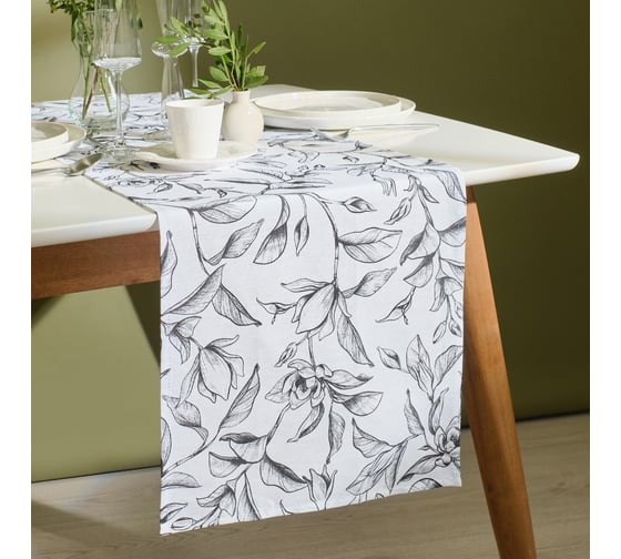 Дорожка Доляна Plant leaves 40x146 см, 100% хл, рогожка 164 г/м2 9322530
