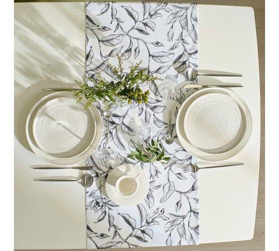 Дорожка Доляна Plant leaves 40x146 см, 100% хл, рогожка 164 г/м2 9322530