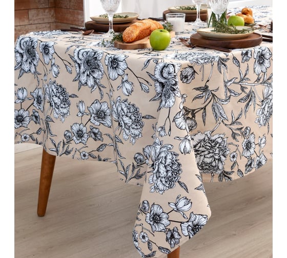 Скатерть Доляна Blooming garden 144x180см, 100% хлопок, 164 г/м2 7533947
