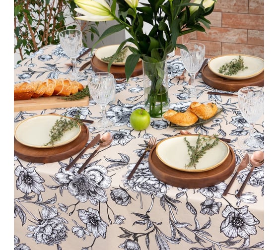 Скатерть Доляна Blooming garden 144x180см, 100% хлопок, 164 г/м2 7533947