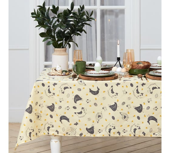 Скатерть Доляна Сhicken farm 220x144 см, 100% хлопок, 164 г/м2 5538638 1