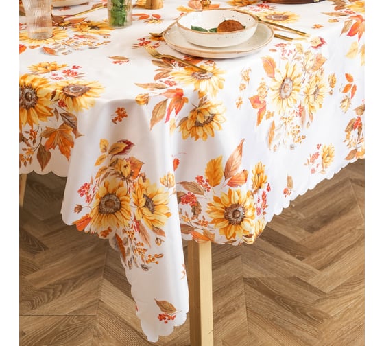Скатерть Доляна Подсолнухи 145x180 см, 100% п/э 10389087