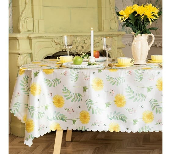 Скатерть Доляна Уellow flowers 145x110 см, 100% п/э 10389108