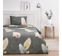 Комплект постельного белья Экономь и Я 2 спальный, Перо 173х215см, 175х214см, 50х70см-2шт, 60г/м2, микрофибра 10364505