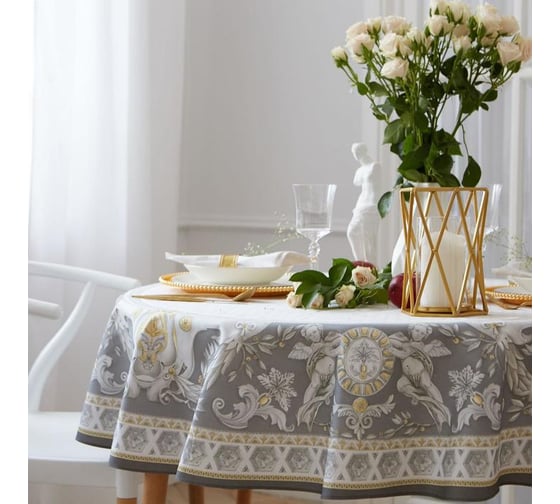 Скатерть Этель Classic style d=220см +/-3см, 100% хл, саржа 190 гр/м2 4816117 1