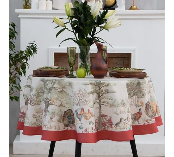 Скатерть Этель Forest landscape d=215 см, 100% хл, саржа 190 гр/м2 7587306 1