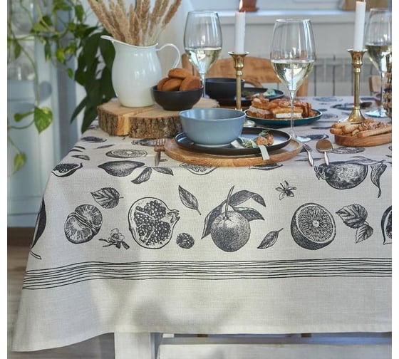 Скатерть Этель Healthy life 220x147 см, 100% хлопок, репс 210 г/м2 4645878