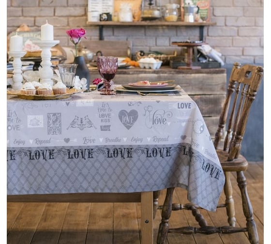Скатерть Этель Love 180x147 см, 100% хл, саржа 190 гр/м2 4017219 1