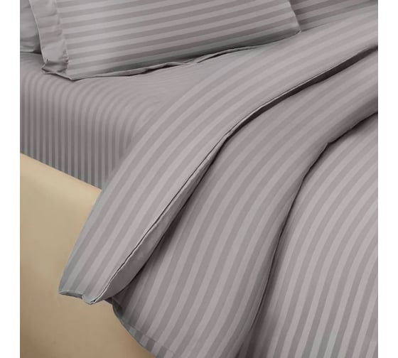 Постельное белье Arya Home Vip из страйп сатина 2 спальное 200x220 светло-серый 8680943231192