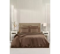 Постельное белье Arya Home Vip из однотонного сатина семейное 160x220 темно-коричневый 8680943231109