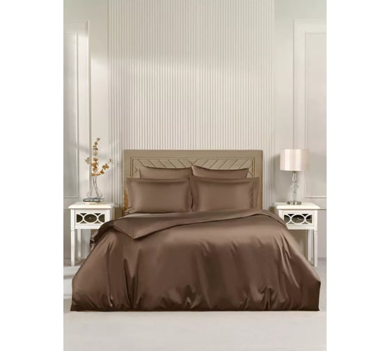 Постельное белье Arya Home Vip из однотонного сатина семейное 160x220 темно-коричневый 8680943231109 1