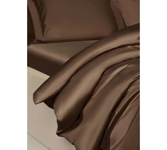 Постельное белье Arya Home Vip из однотонного сатина семейное 160x220 темно-коричневый 8680943231109