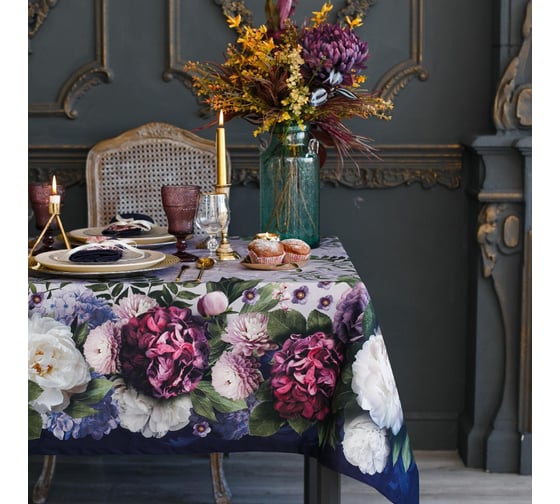 Скатерть Этель Цветочный этюд 212x149 см, 100% хл, саржа 190 гр/м2 3000518 1