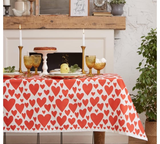 Скатерть Этель Red hearts 149x220см, 100% хл, саржа 190 г/м2 5376646