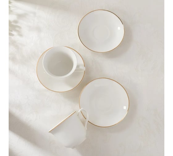 Чайный набор Arya Home Arya Exclusive из костяного фарфора, 250 мл 12 предметов Dory Gold 8680943109538