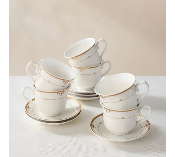 Чайный набор Arya Home Arya Exclusive из костяного фарфора, 250 мл 12 предметов Faye 8680943109514