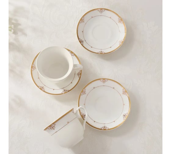 Чайный набор Arya Home Arya Exclusive из костяного фарфора, 250 мл 12 предметов Faye 8680943109514