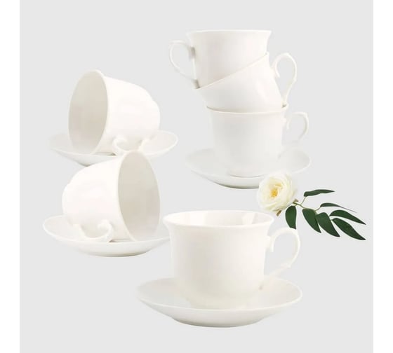 Чайный набор Arya Home Exclusive из костяного фарфора, 250 мл 12 предметов Ruby 8680943214423