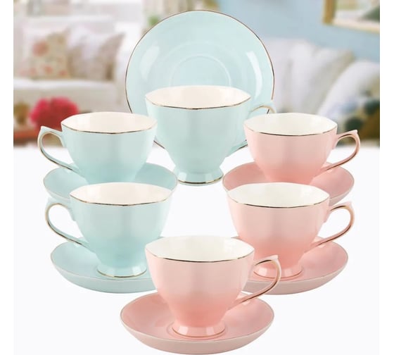 Чайный набор Arya Home Arya Exclusive из костяного фарфора, 250 мл 12 предметов Sweety 8680943214386