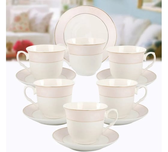 Чайный набор Arya Home Arya Exclusive из костяного фарфора, 250 мл 12 предметов Pearl 8680943214409