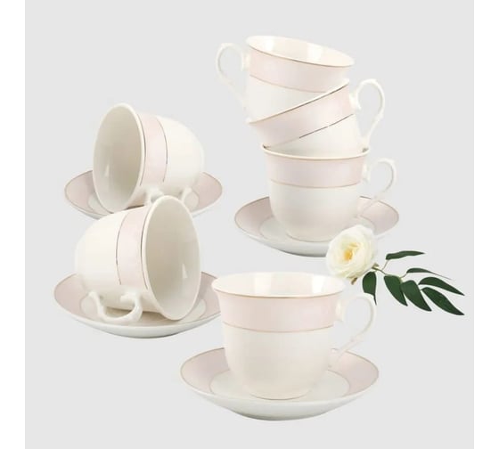 Чайный набор Arya Home Arya Exclusive из костяного фарфора, 250 мл 12 предметов Pearl 8680943214409