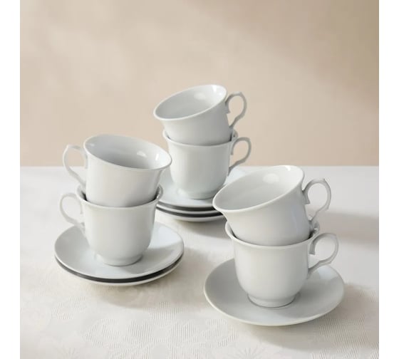 Чайный набор Arya Home Arya Elegant из фарфора, 250 мл 12 предметов Nora 8680943214416