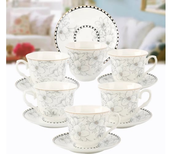 Чайный набор Arya Home Arya Exclusive из костяного фарфора, 250 мл 12 предметов Mandala 8680943214379