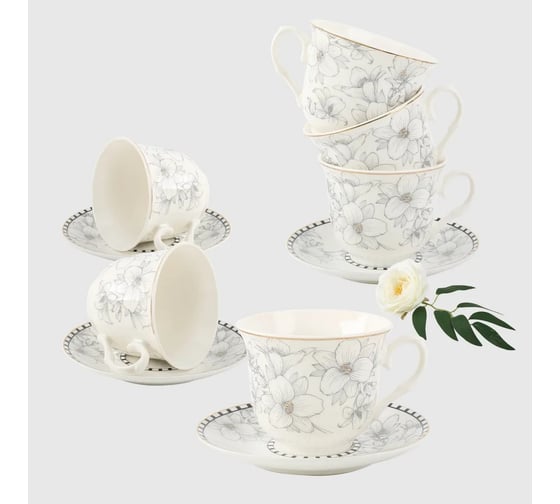 Чайный набор Arya Home Arya Exclusive из костяного фарфора, 250 мл 12 предметов Mandala 8680943214379