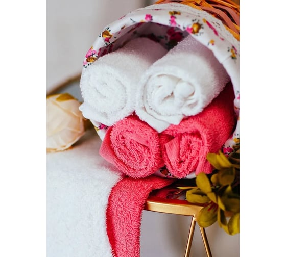 Подарочное полотенце Arya Home 30x30 6 предметов Garden розовый, белый 8680943098108