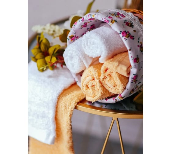Подарочное полотенце Arya Home 30x30 6 предметов Garden желтый, белый 8680943098115
