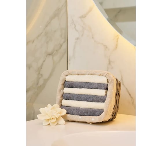 Подарочное полотенце Arya Home 30x30 6 предметов Home Grey экрю, серый 8680943098092