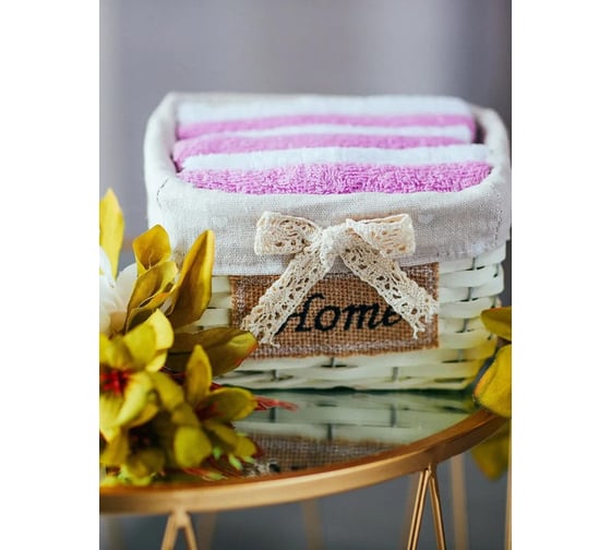 Подарочное полотенце Arya Home 30x30 6 предметов Home Ecru сиреневый, белый 8680943098085