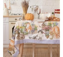 Скатерть Этель Уютные коты 220x147 см, 100% хлопок, саржа 190 г/м2 4645865
