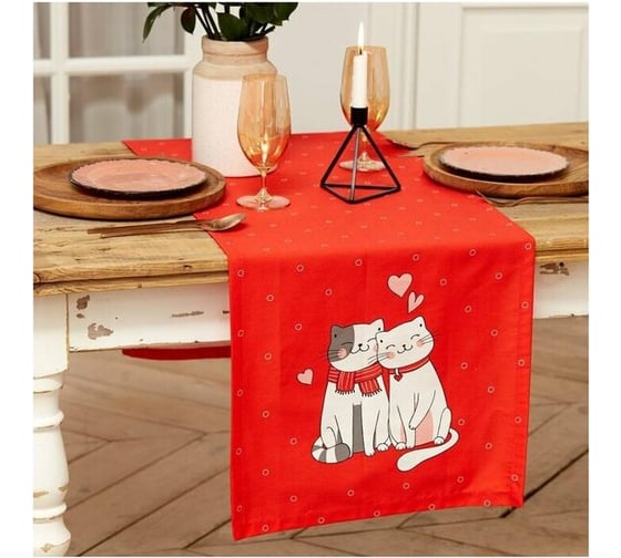 Дорожка Этель Cat's love 40х146 см, 100% хлопок, саржа 190 г/м2 5423055 1