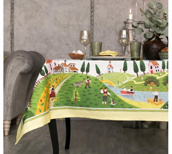 Набор столовый Этель Тоскана, скатерть 180x150 см, салф. 40x40 см-8шт, 100% хл 4136554 1