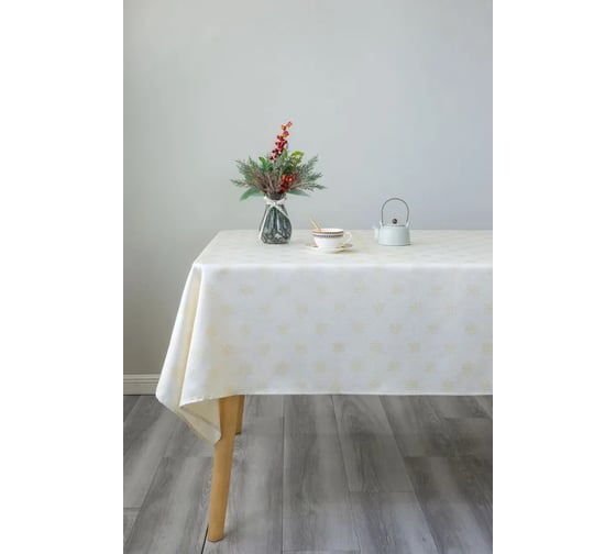 Скатерть Arya Home с Люрексом 160x220 Snejinka экрю 8680943222602