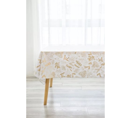 Скатерть Arya Home 150x150 Poinsettia белый, золотистый 8680943222503