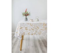 Скатерть Arya Home 160x220 Poinsettia белый, золотистый 8680943222497