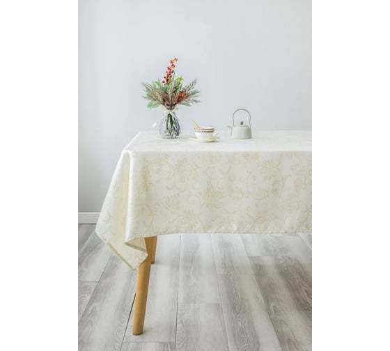 Скатерть Arya Home с Люрексом 160x220 Lucas белый, золотистый 8680943222565 1