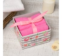 Набор махровых полотенец Этель Flower time 30x30 см - 3 шт, хлопок 340гр/м2 5516708