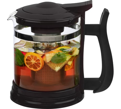 Чайник заварочный Mallony Fabriano, объем 1,6 л, стеклянный, ручка/крышка/дно из полипропилена, чёрный 910130