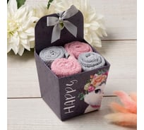 Набор декоративных махровых салфеток Этель Happy 30x30 см - 4 шт, 100% хлопок, 340 гр/м2 5516721