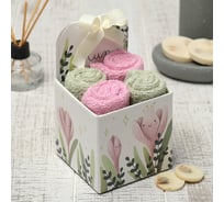 Набор махровых салфеток Этель Цветы 30x30 см - 4 шт, 100% хлопок, 340 гр/м2 10243064