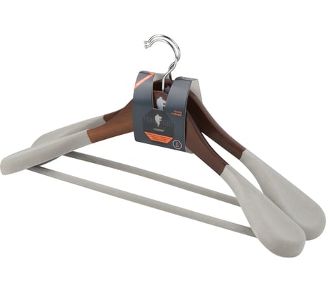 Набор вешалок деревянных с широкими плечами Leonord флокированных, цвет темно-коричневый, 2 шт 107905