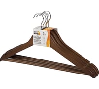 Набор вешалок деревянных с перекладиной Рыжий кот 5 шт, цвет темно-коричневый 107912