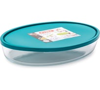 Форма для запекания и выпечки с крышкой COOK and STORE XL зеленая 3л 35x24x6см овальная PYREX 346P002G
