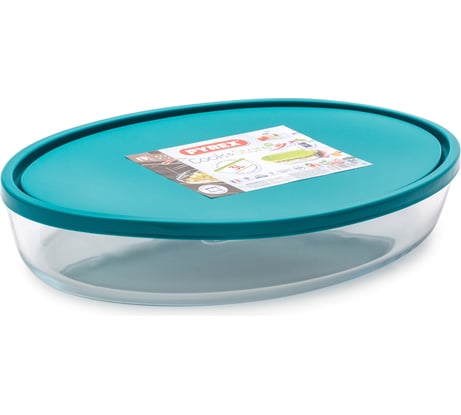 Форма для запекания и выпечки с крышкой COOK and STORE XL зеленая 3л 35x24x6см овальная PYREX 346P002G